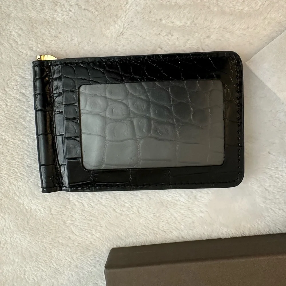 Masters Leather Money Clip from Augusta National. Black crocodile.